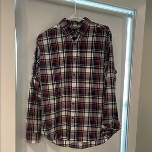 Men's Plaid Shirt - Red, Blue, and White